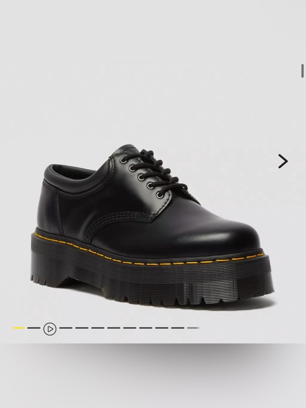 Dr. Martens Black Leather Lace-Up Shoes with Yellow Stitching